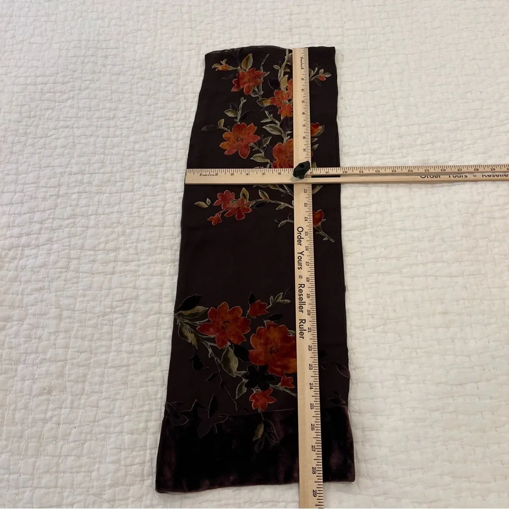 Echo Silk Velvet Burnout Scarf Women Rectangular Brown Floral Sheer Chiffon Luxe